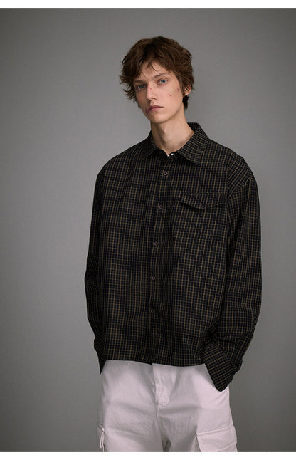 Short checkered shirt men's shirt