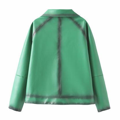 Retro PU Leather Flight Jacket for Women – Timeless Street Elegance