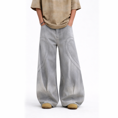 ARC MistEdge dirty white wide leg pants front view retro streetwear denim trousers relaxed loose fit