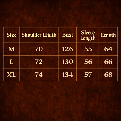 ARC BoxRogue streetwear hoodie size chart showing shoulder width bust sleeve length and hoodie length measurements