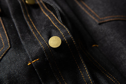 Selvedge Raw Denim Boxed Wide Jacket – Warm, Stylish & Street-Ready