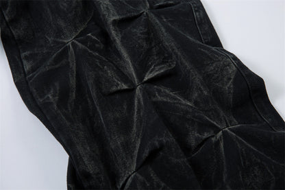 Heavy Pleated Dyed Denim Pants – Hip Hop Vintage Street Vibe