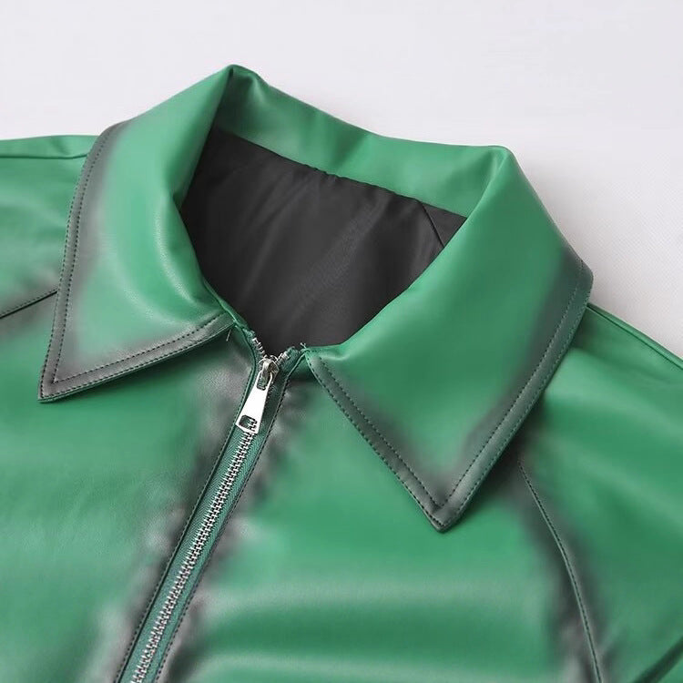 Retro PU Leather Flight Jacket for Women – Timeless Street Elegance