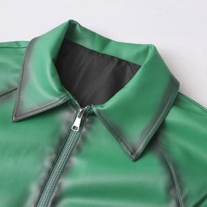 Retro PU Leather Flight Jacket for Women – Timeless Street Elegance