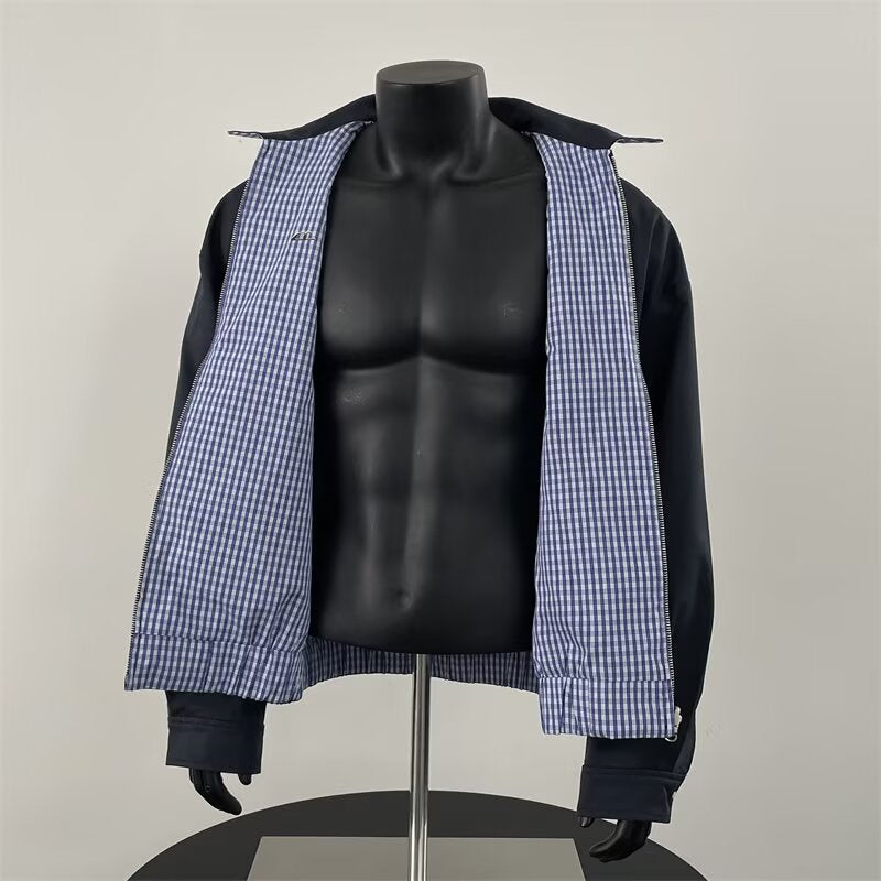 Men’s Reversible Flip Collar Flying Jacket – Street Classic with Dual-Tone Style