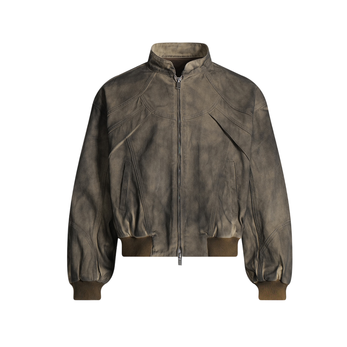 ARC ModRogue vintage brown streetwear jacket front view modern stand collar zip jacket