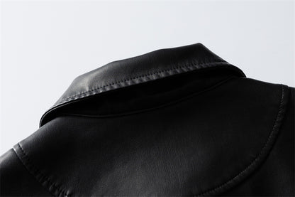 Casual Sand-Washed Heavy Work PU Leather Jacket Men and Women Motorcycle Jacket