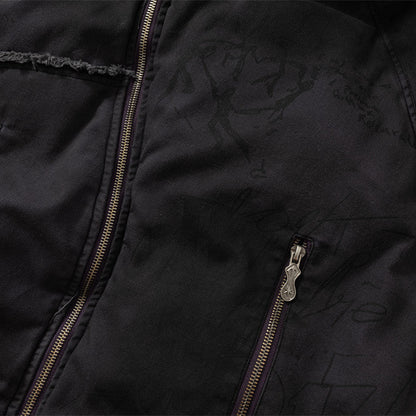 Close up detail of ARC CalmLayer winter jacket zipper pockets and cotton fabric texture